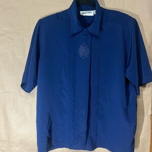 Yves St. Clair vintage embroidered blue button down women size 16